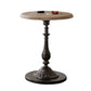 Rustic Wooden Round Top Side Table Metal Pedestal End Table - Distressed Surface Treatment
