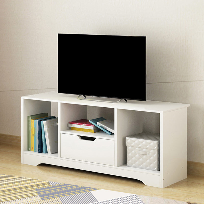 Scandinavian Style TV Stand Wood Open Storage Stand Console with Shelf 35.5"L x 12"W x 16"H White Clearhalo 'furn' 'furn_tv_stands_entertainment_centers' 'Furniture' 'Living Room Furniture' 'TV Stands & Entertainment Centers' 'TV Stands & Media Storage Furniture' 'tv_stands_entertainment_centers' 5551544