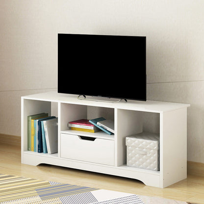 Scandinavian Style TV Stand Wood Open Storage Stand Console with Shelf 35.5"L x 12"W x 16"H White Clearhalo 'furn' 'furn_tv_stands_entertainment_centers' 'Furniture' 'Living Room Furniture' 'TV Stands & Entertainment Centers' 'TV Stands & Media Storage Furniture' 'tv_stands_entertainment_centers' 5551544