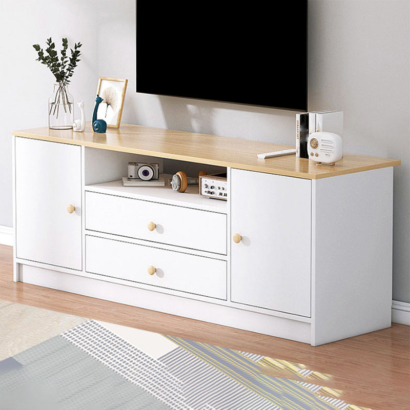 Scandinavian Style TV Stand Wood Open Storage Stand Console with Shelf 47"L x 12"W x 22"H White Clearhalo 'furn' 'furn_tv_stands_entertainment_centers' 'Furniture' 'Living Room Furniture' 'TV Stands & Entertainment Centers' 'TV Stands & Media Storage Furniture' 'tv_stands_entertainment_centers' 5551545
