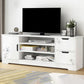 Scandinavian Style TV Stand Wood Open Storage Stand Console with Shelf 47"L x 12"W x 23"H White Clearhalo 'furn' 'furn_tv_stands_entertainment_centers' 'Furniture' 'Living Room Furniture' 'TV Stands & Entertainment Centers' 'TV Stands & Media Storage Furniture' 'tv_stands_entertainment_centers' 5551548