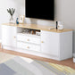 Scandinavian Style TV Stand Wood Open Storage Stand Console with Shelf 55"L x 12"W x 22"H White Clearhalo 'furn' 'furn_tv_stands_entertainment_centers' 'Furniture' 'Living Room Furniture' 'TV Stands & Entertainment Centers' 'TV Stands & Media Storage Furniture' 'tv_stands_entertainment_centers' 5551550
