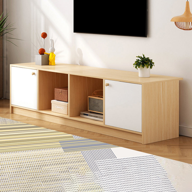 Scandinavian Style TV Stand Wood Open Storage Stand Console with Shelf 47"L x 12"W x 16"H Natural Wood White Clearhalo 'furn' 'furn_tv_stands_entertainment_centers' 'Furniture' 'Living Room Furniture' 'TV Stands & Entertainment Centers' 'TV Stands & Media Storage Furniture' 'tv_stands_entertainment_centers' 5551563