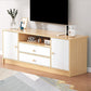 Scandinavian Style TV Stand Wood Open Storage Stand Console with Shelf 47"L x 12"W x 22"H Natural Wood White Clearhalo 'furn' 'furn_tv_stands_entertainment_centers' 'Furniture' 'Living Room Furniture' 'TV Stands & Entertainment Centers' 'TV Stands & Media Storage Furniture' 'tv_stands_entertainment_centers' 5551565