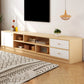 Scandinavian Style TV Stand Wood Open Storage Stand Console with Shelf 63"L x 12"W x 16"H Natural Wood White Clearhalo 'furn' 'furn_tv_stands_entertainment_centers' 'Furniture' 'Living Room Furniture' 'TV Stands & Entertainment Centers' 'TV Stands & Media Storage Furniture' 'tv_stands_entertainment_centers' 5551571