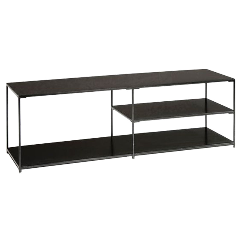 Industrial Metal TV Media Stand Open Shelving TV Stand Console 71"L x 13"W x 20"H Black Clearhalo 'furn' 'furn_tv_stands_entertainment_centers' 'Furniture' 'Living Room Furniture' 'TV Stands & Entertainment Centers' 'TV Stands & Media Storage Furniture' 'tv_stands_entertainment_centers' 5551591