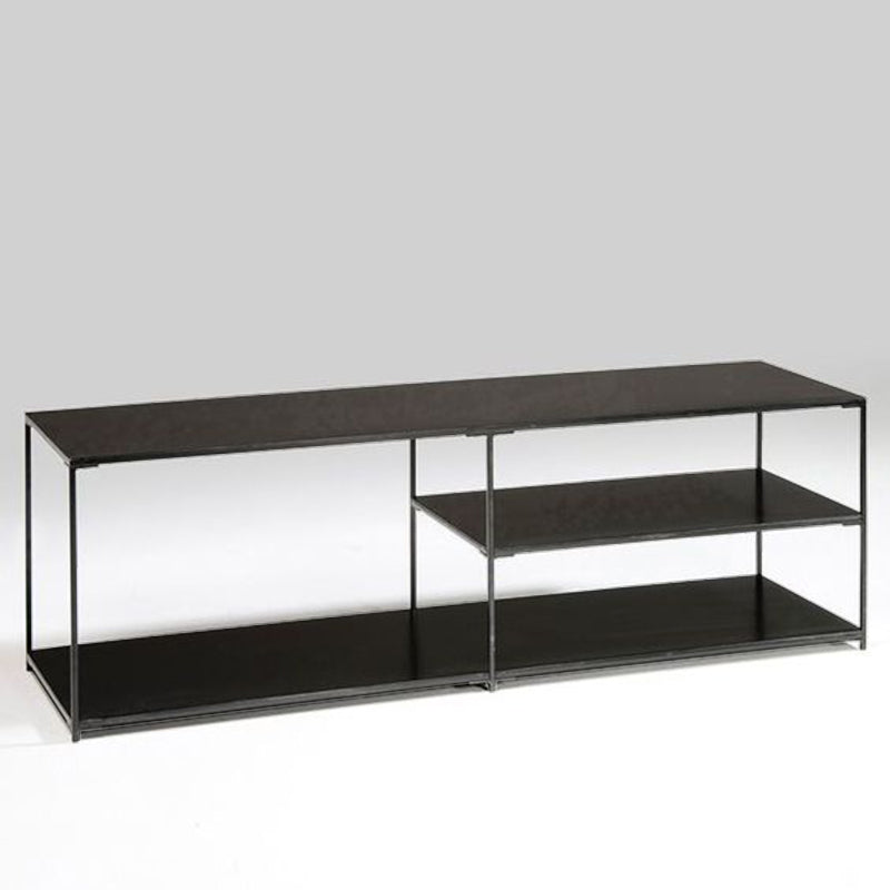 Industrial Metal TV Media Stand Open Shelving TV Stand Console 59"L x 13"W x 20"H Black Clearhalo 'furn' 'furn_tv_stands_entertainment_centers' 'Furniture' 'Living Room Furniture' 'TV Stands & Entertainment Centers' 'TV Stands & Media Storage Furniture' 'tv_stands_entertainment_centers' 5551594