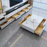 15,35 "W TV -Ständer weißer Glamstil geschlossener Speicherfernseher mit Schubladen