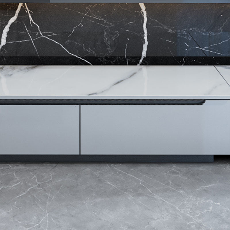 15,35 "W TV -Ständer weißer Glamstil geschlossener Speicherfernseher mit Schubladen