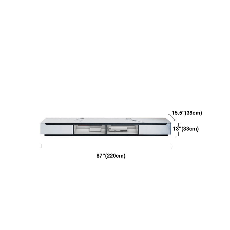 15,35 "W TV -Ständer weißer Glamstil geschlossener Speicherfernseher mit Schubladen