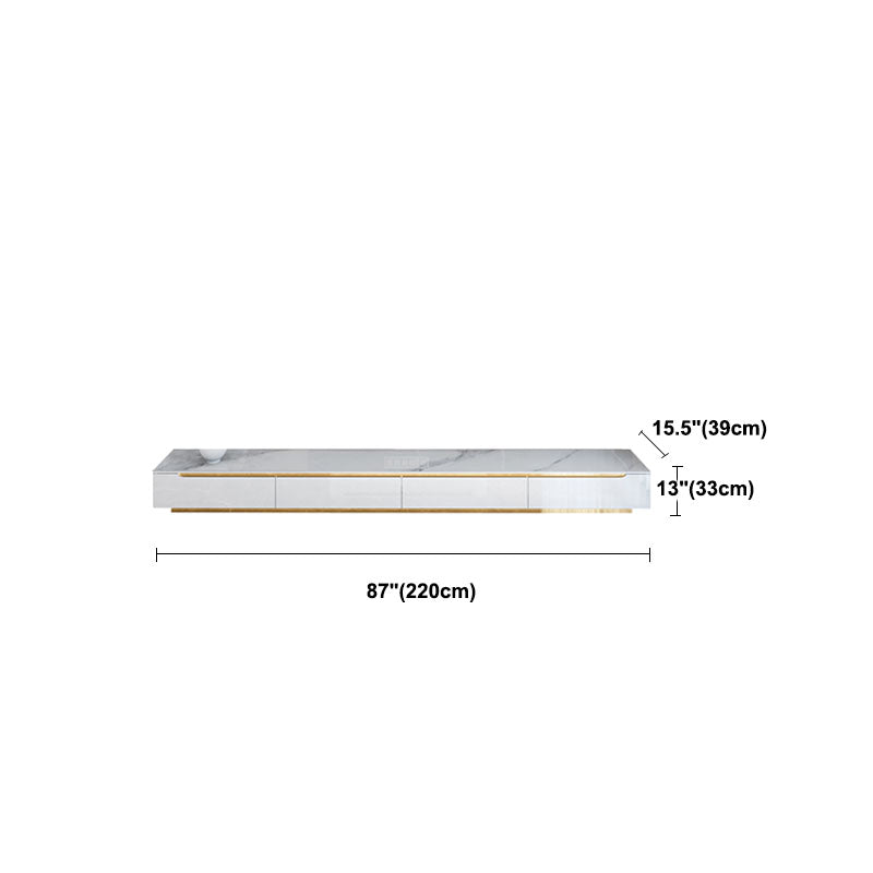 15,35 "W TV -Ständer weißer Glamstil geschlossener Speicherfernseher mit Schubladen