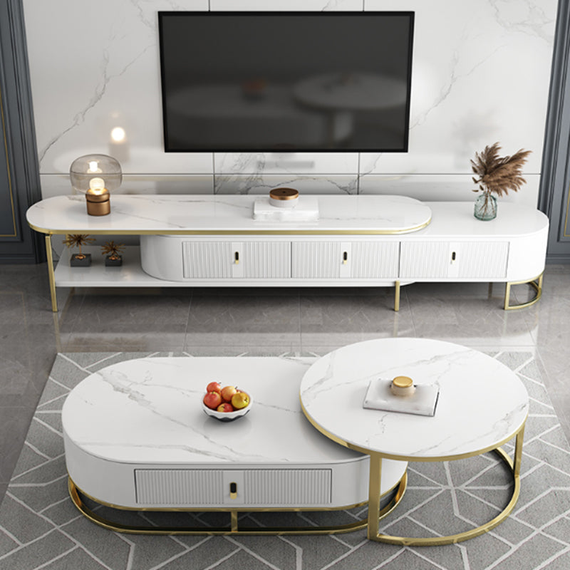 Glam Stone TV Stand con cassetti console multimediale TV di archiviazione chiusa