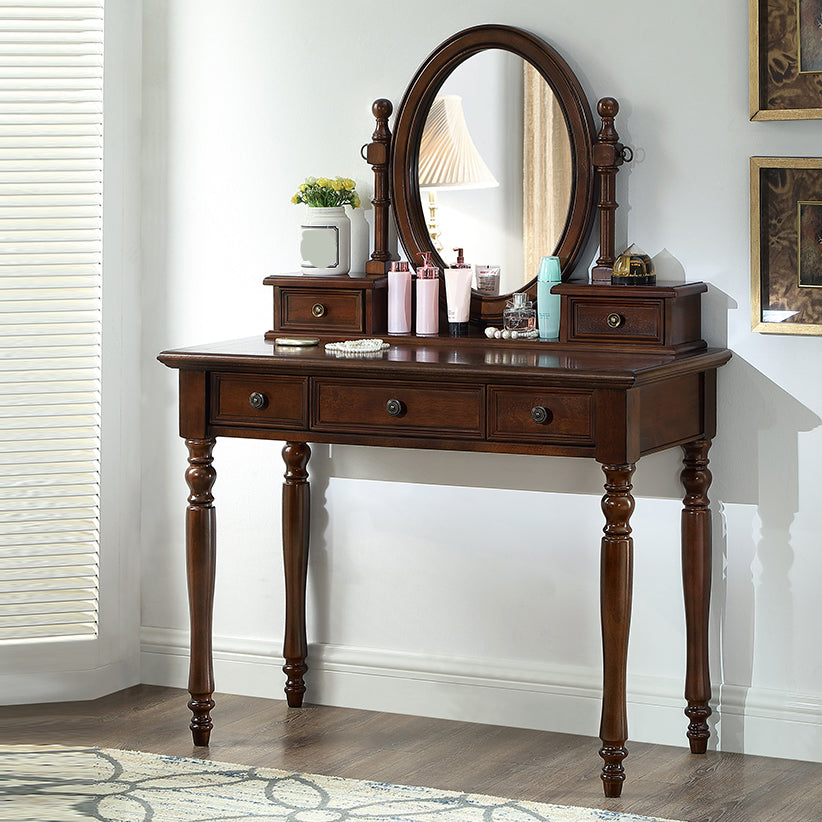 Traditional Rubberwood Bedroom Storage Box 3 Drawer Vanity Tables Makeup Vanity & Mirror Clearhalo 'Bedroom Furniture' 'furn' 'furn_makeup_vanities' 'Furniture' 'Makeup Vanities' 'makeup_vanities' 5552271