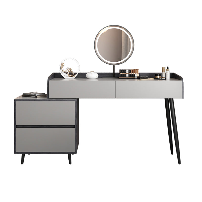 Contemporary Stone Makeup Vanity 4-Drawer Vanity Set with Standing Mirror Makeup Vanity & Mirror Clearhalo 'Bedroom Furniture' 'furn' 'furn_makeup_vanities' 'Furniture' 'Makeup Vanities' 'makeup_vanities' 5552286