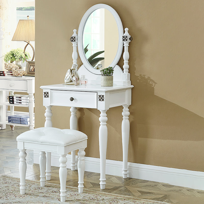 Table de bureau de vanité de maquillage traditionnelle avec tiroir en marron pour chambre à coucher