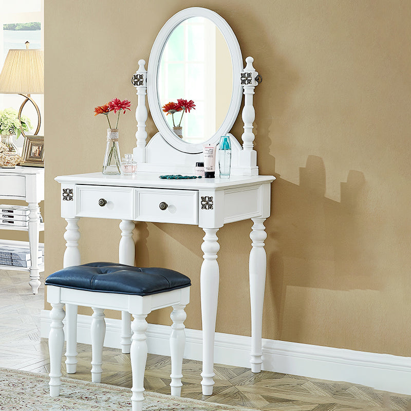 Table de bureau de vanité de maquillage traditionnelle avec tiroir en marron pour chambre à coucher