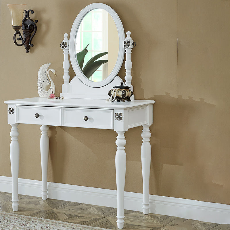 Table de bureau de vanité de maquillage traditionnelle avec tiroir en marron pour chambre à coucher