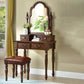 Table de bureau de vanité de maquillage traditionnelle avec tiroir en marron pour chambre à coucher