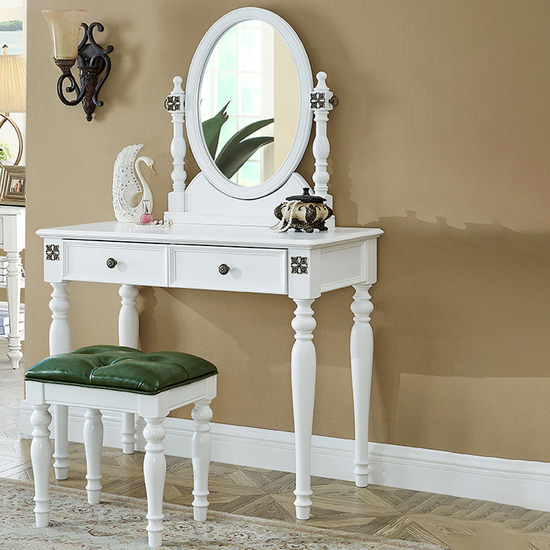 Table de bureau de vanité de maquillage traditionnelle avec tiroir en marron pour chambre à coucher