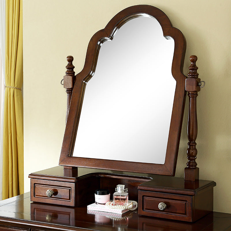 Table de bureau de vanité de maquillage traditionnelle avec tiroir en marron pour chambre à coucher