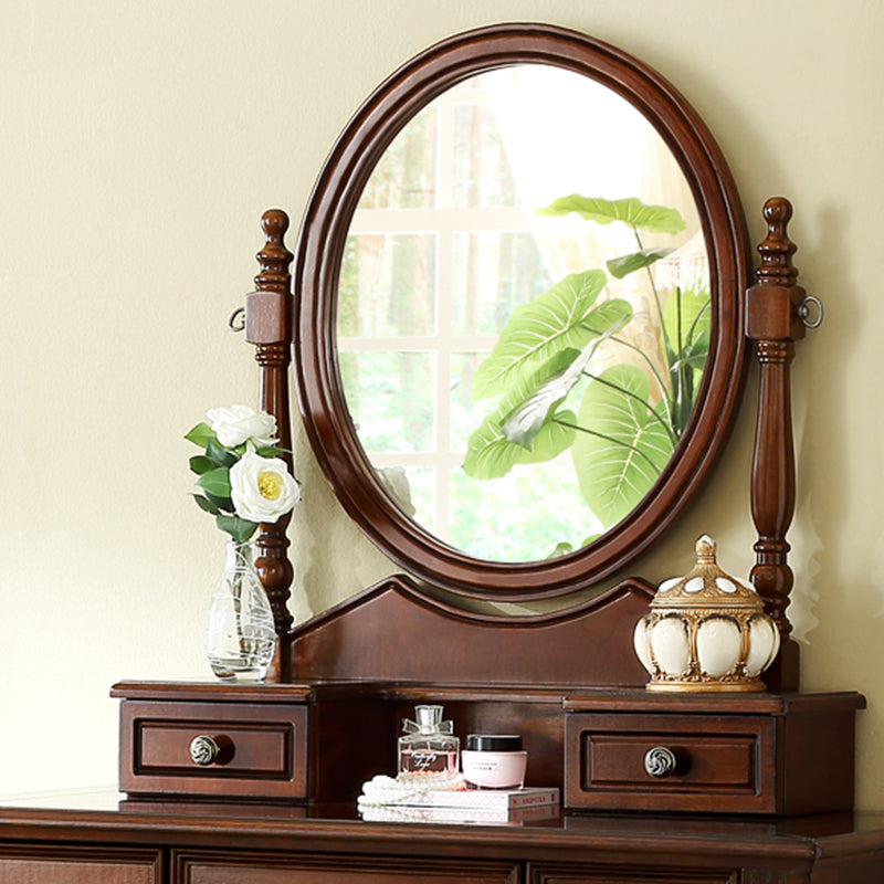 Table de bureau de vanité de maquillage traditionnelle avec tiroir en marron pour chambre à coucher