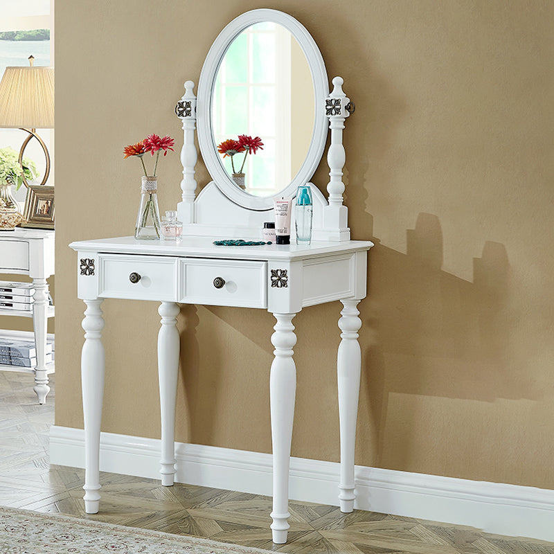 Table de bureau de vanité de maquillage traditionnelle avec tiroir en marron pour chambre à coucher