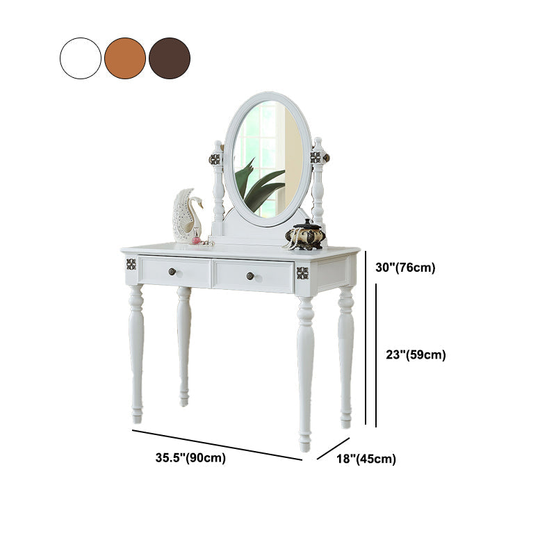 Table de bureau de vanité de maquillage traditionnelle avec tiroir en marron pour chambre à coucher
