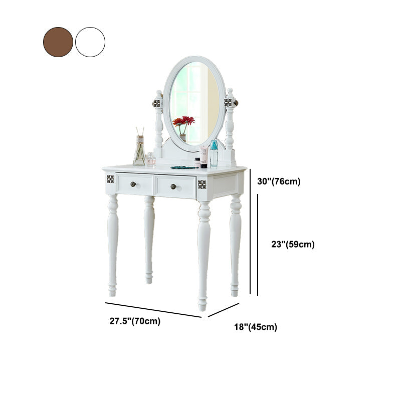 Table de bureau de vanité de maquillage traditionnelle avec tiroir en marron pour chambre à coucher