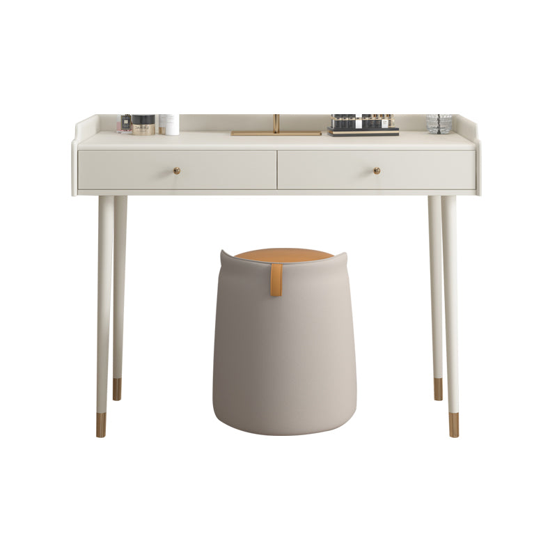 Bedroom Contemporary Storage Box 2-Drawer Cream Vanity Dressing Table Makeup Vanity & Stools 39"L x 16"W x 31"H Clearhalo 'Bedroom Furniture' 'furn' 'furn_makeup_vanities' 'Furniture' 'Makeup Vanities' 'makeup_vanities' 5552351