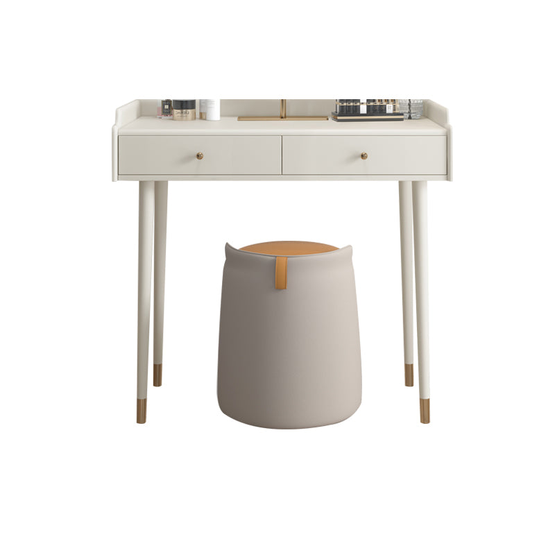 Bedroom Contemporary Storage Box 2-Drawer Cream Vanity Dressing Table Makeup Vanity & Stools 31"L x 16"W x 31"H Clearhalo 'Bedroom Furniture' 'furn' 'furn_makeup_vanities' 'Furniture' 'Makeup Vanities' 'makeup_vanities' 5552352
