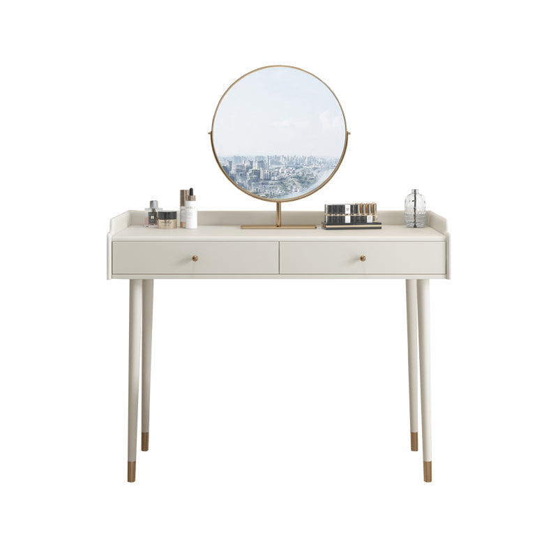 Bedroom Contemporary Storage Box 2-Drawer Cream Vanity Dressing Table Makeup Vanity & Mirror 39"L x 16"W x 31"H Clearhalo 'Bedroom Furniture' 'furn' 'furn_makeup_vanities' 'Furniture' 'Makeup Vanities' 'makeup_vanities' 5552353