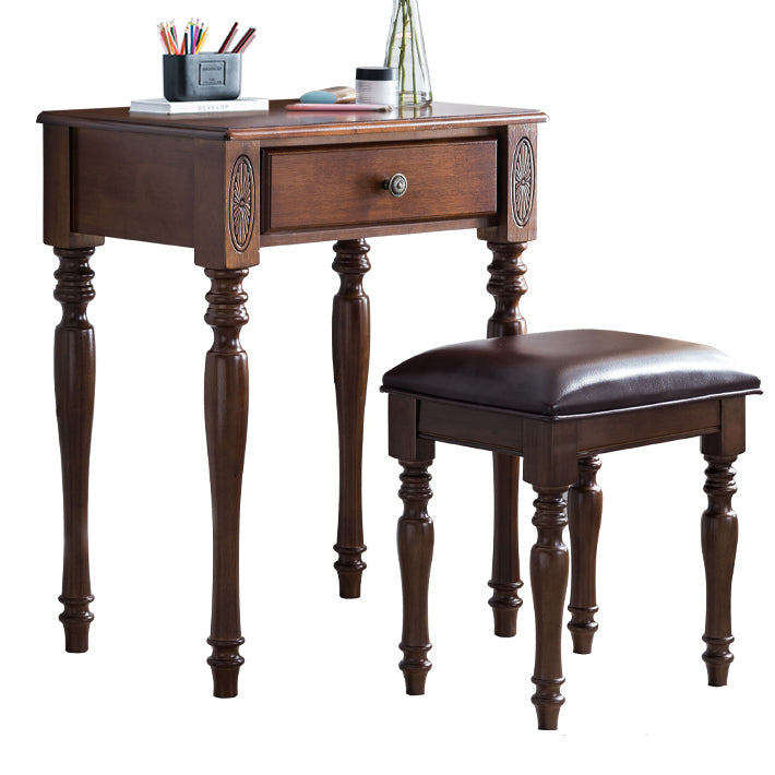 Scatola di stoccaggio tradizionale in legno di gomma 1 cassetto tavolo da vanità