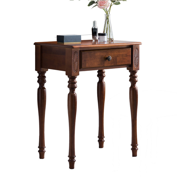 Scatola di stoccaggio tradizionale in legno di gomma 1 cassetto tavolo da vanità