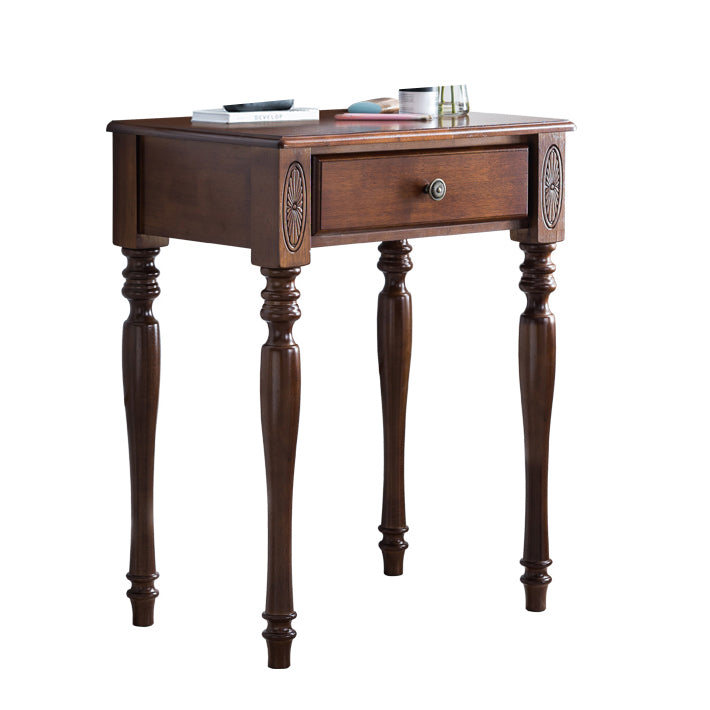 Scatola di stoccaggio tradizionale in legno di gomma 1 cassetto tavolo da vanità