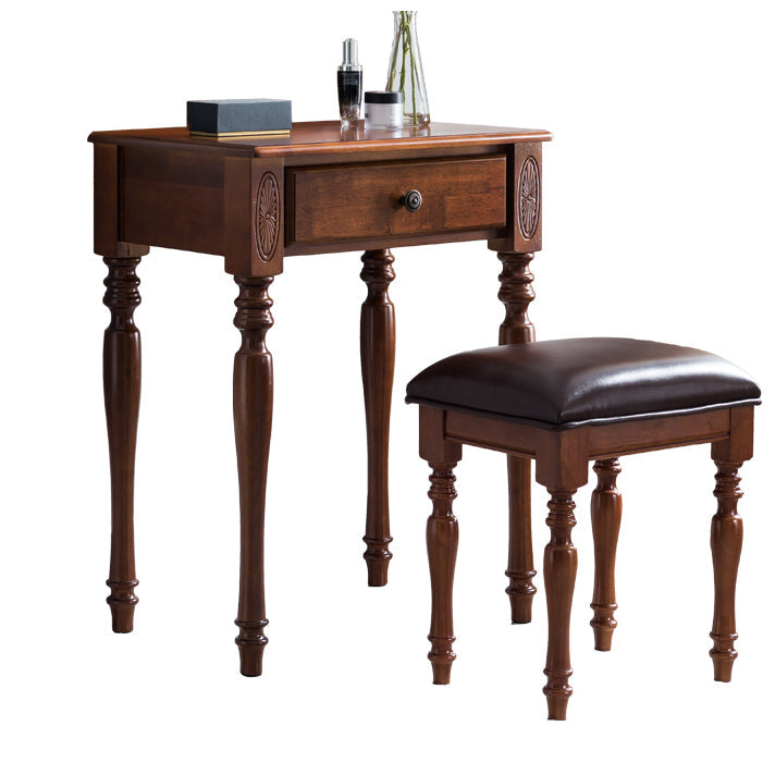 Scatola di stoccaggio tradizionale in legno di gomma 1 cassetto tavolo da vanità