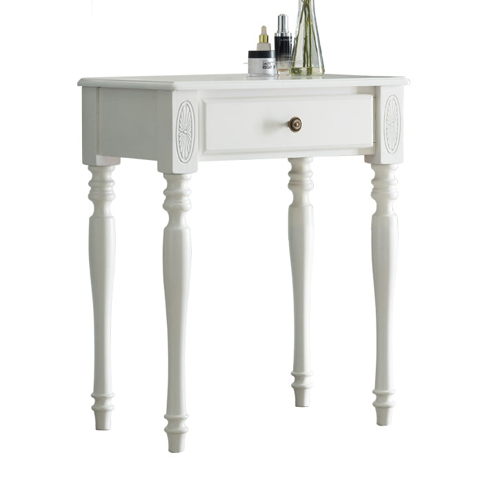 Scatola di stoccaggio tradizionale in legno di gomma 1 cassetto tavolo da vanità