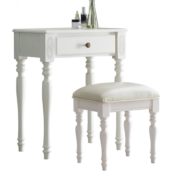 Scatola di stoccaggio tradizionale in legno di gomma 1 cassetto tavolo da vanità