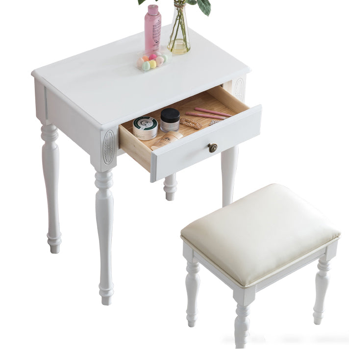 Scatola di stoccaggio tradizionale in legno di gomma 1 cassetto tavolo da vanità