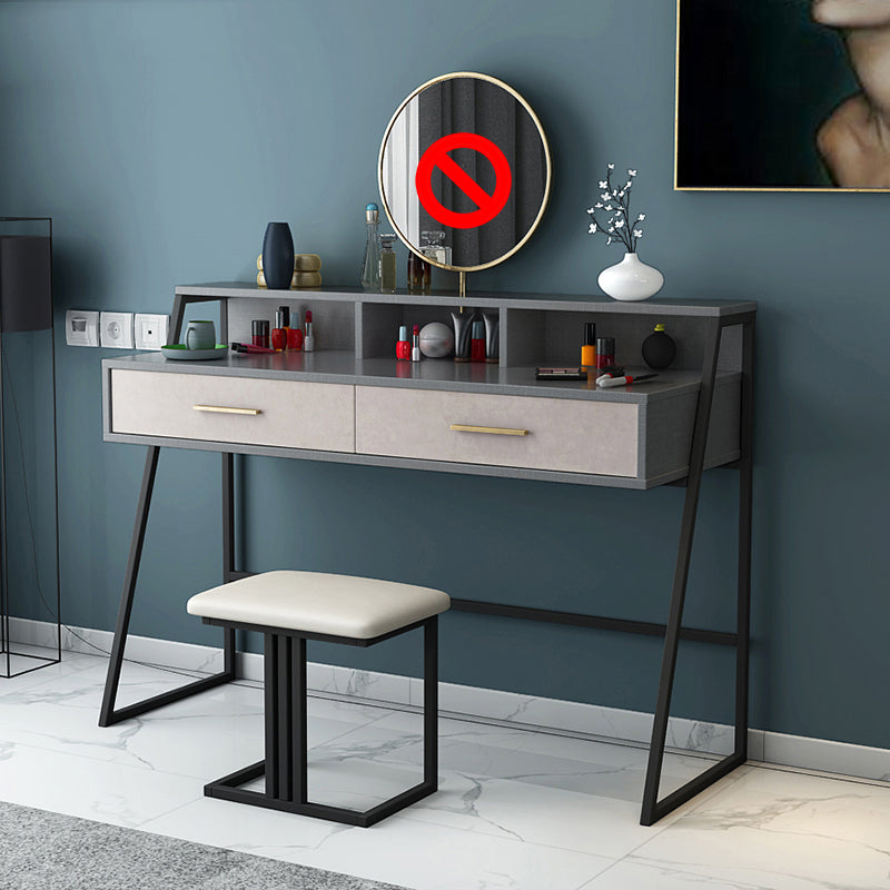 Bedroom Glam 2-Drawer Standing Storage Box Vanity Dressing Table Makeup Vanity & Stools Black Clearhalo 'Bedroom Furniture' 'furn' 'furn_makeup_vanities' 'Furniture' 'Makeup Vanities' 'makeup_vanities' 5552430
