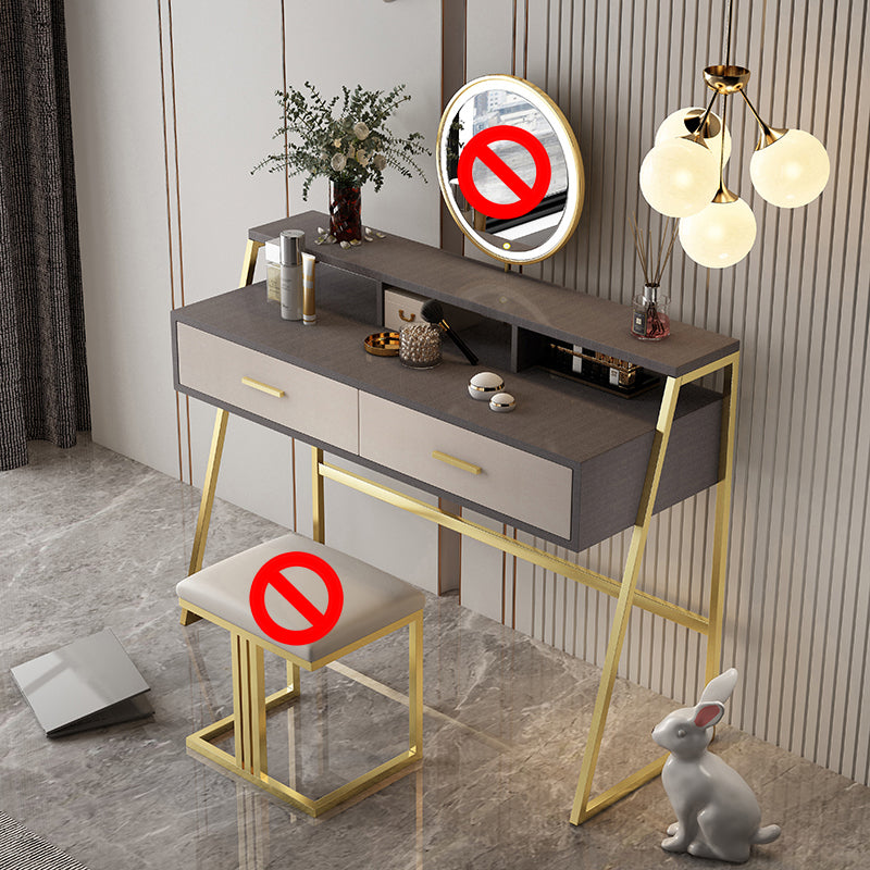 Bedroom Glam 2-Drawer Standing Storage Box Vanity Dressing Table Makeup Vanity Gold Clearhalo 'Bedroom Furniture' 'furn' 'furn_makeup_vanities' 'Furniture' 'Makeup Vanities' 'makeup_vanities' 5552431