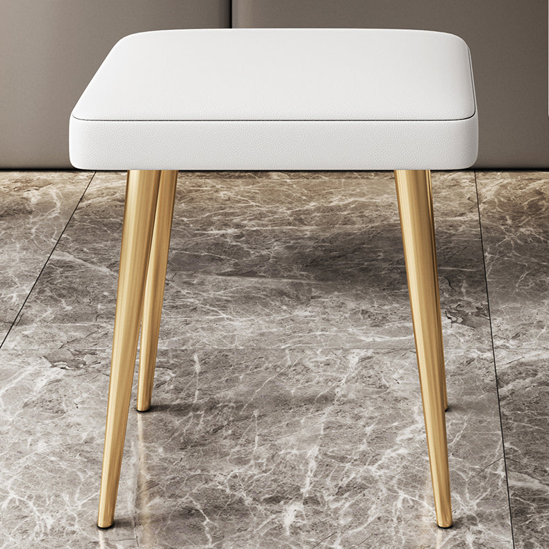 Glam Marble Makeup Vanity Set With Drawer for Bedroom in White Vanity Stool 18"L x 18"W x 16"H Clearhalo 'Bedroom Furniture' 'furn' 'furn_makeup_vanities' 'Furniture' 'Makeup Vanities' 'makeup_vanities' 5552450