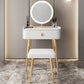 Glam Marble Makeup Vanity Set With Drawer for Bedroom in White Makeup Vanity & Mirror & Stools 24"L x 16"W x 31"H Clearhalo 'Bedroom Furniture' 'furn' 'furn_makeup_vanities' 'Furniture' 'Makeup Vanities' 'makeup_vanities' 5552452