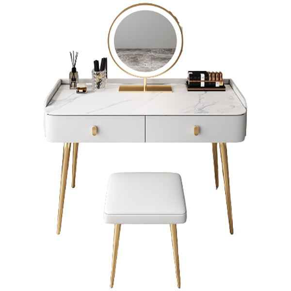 Glam Marble Makeup Vanity Set With Drawer for Bedroom in White Clearhalo 'Bedroom Furniture' 'furn' 'furn_makeup_vanities' 'Furniture' 'Makeup Vanities' 'makeup_vanities' 5552457