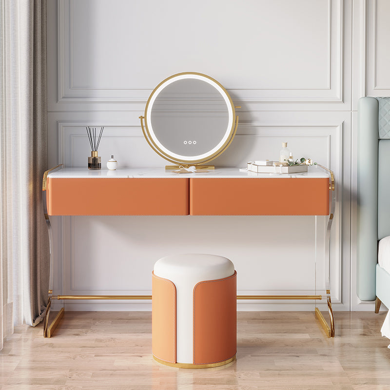 Glam Double Lades ijdelheid set marmer make-up ijdelheid voor slaapkamer