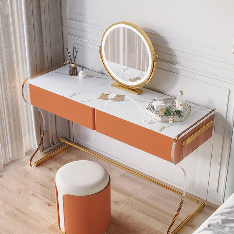 Glam Double Lades ijdelheid set marmer make-up ijdelheid voor slaapkamer