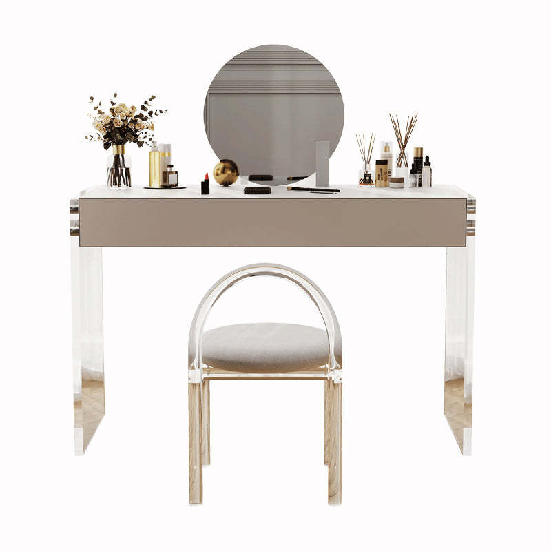 Contemporary Wood/Marble Make-up Vanity With Drawer for Bedroom