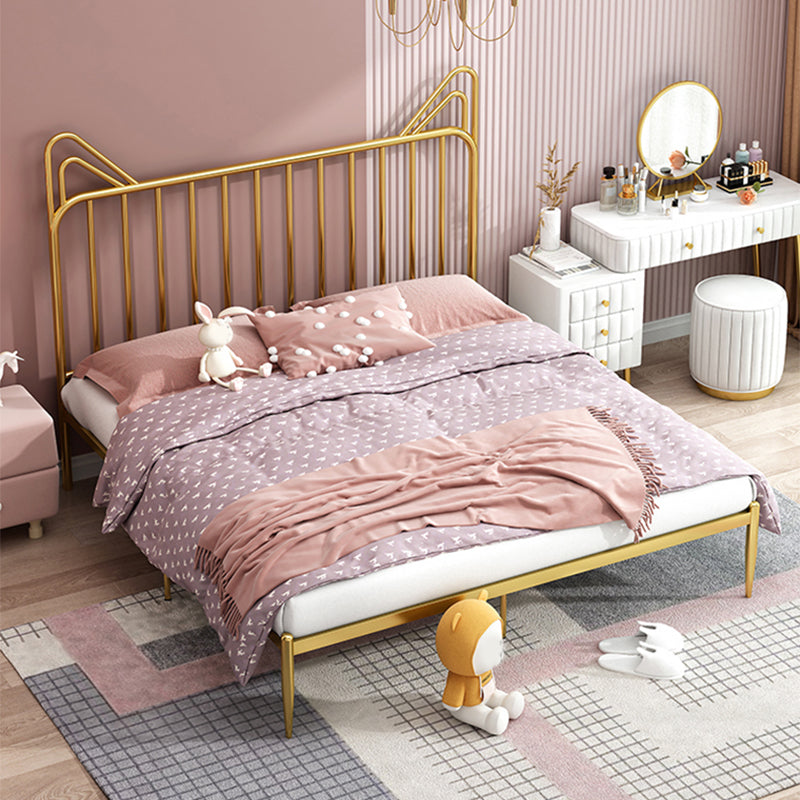 Contemporary Standard Bed with Headboard Open-Frame Metal Bed