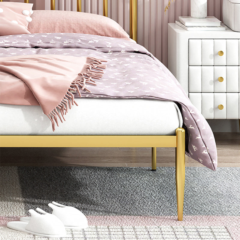 Contemporary Standard Bed with Headboard Open-Frame Metal Bed