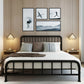 Contemporary Minimalist Bed with Open Frame Headboard Metal Bed Frame