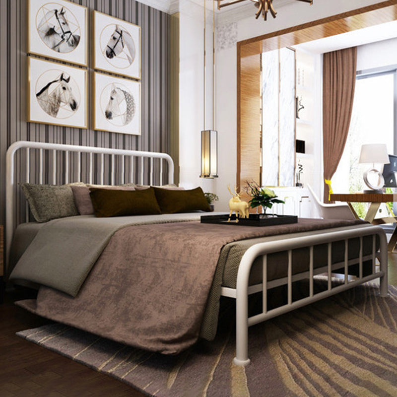 Contemporary Minimalist Bed with Open Frame Headboard Metal Bed Frame